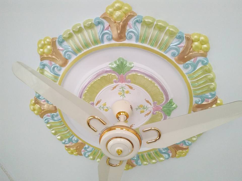 Gypsum Decoration Interior False Ceiling Rose Design Shahenoor